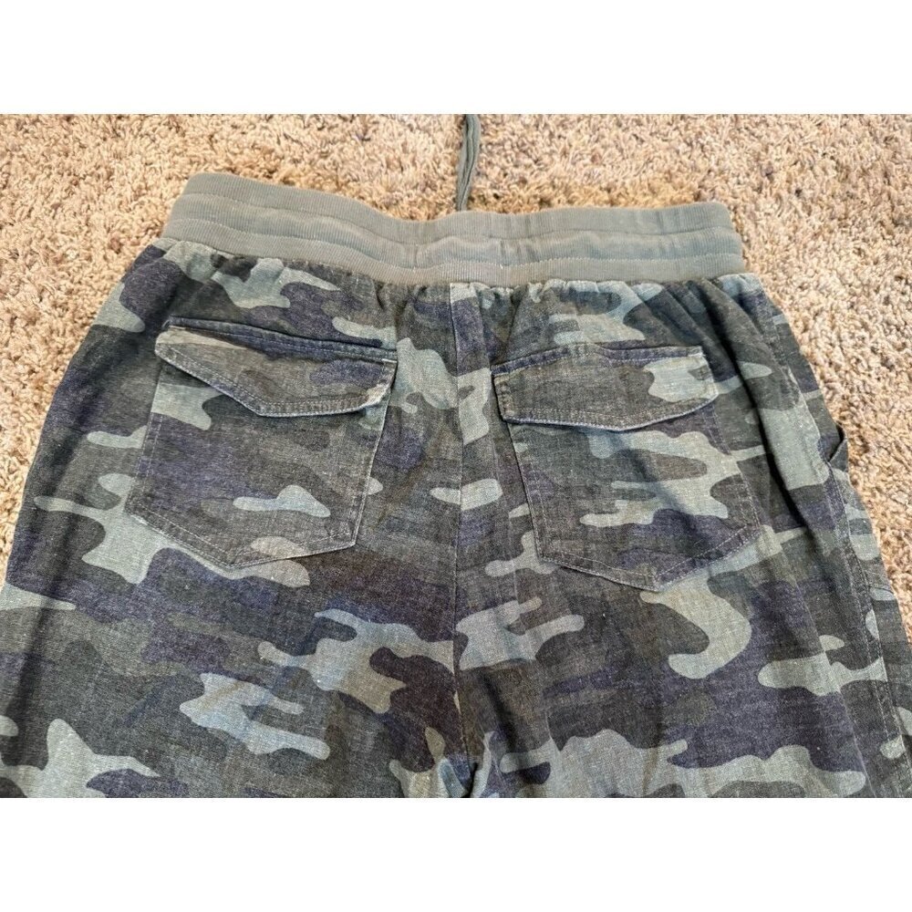 Womens Camo Jogger Pants Crop Ankle Linen Blend Casual Beach Travel Outdoor SM - Picture 4 of 8